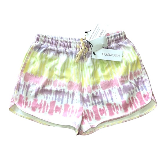 Olivia Rubin Hebe Tie Dye Pastel Drawstring Dolphin Hem Cotton Women's Shorts S - Picture 1 of 5
